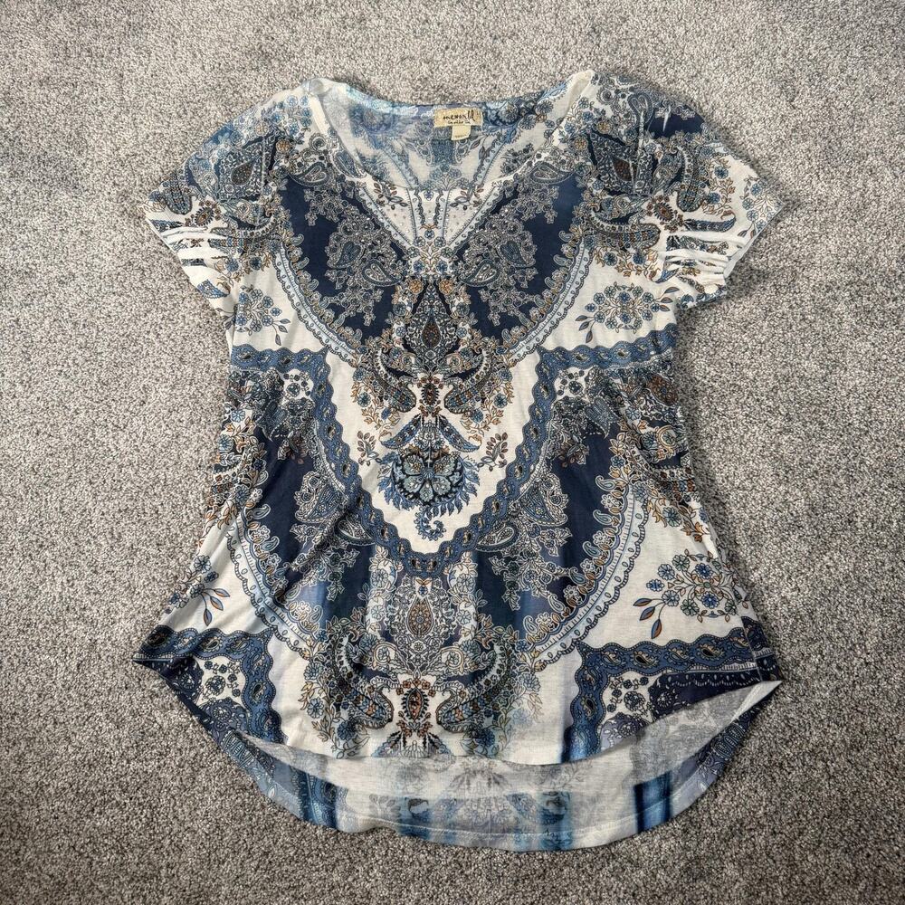 One World Tunic Top L Paisley Boho Global Inspired Resortwear Maximalist Hippie